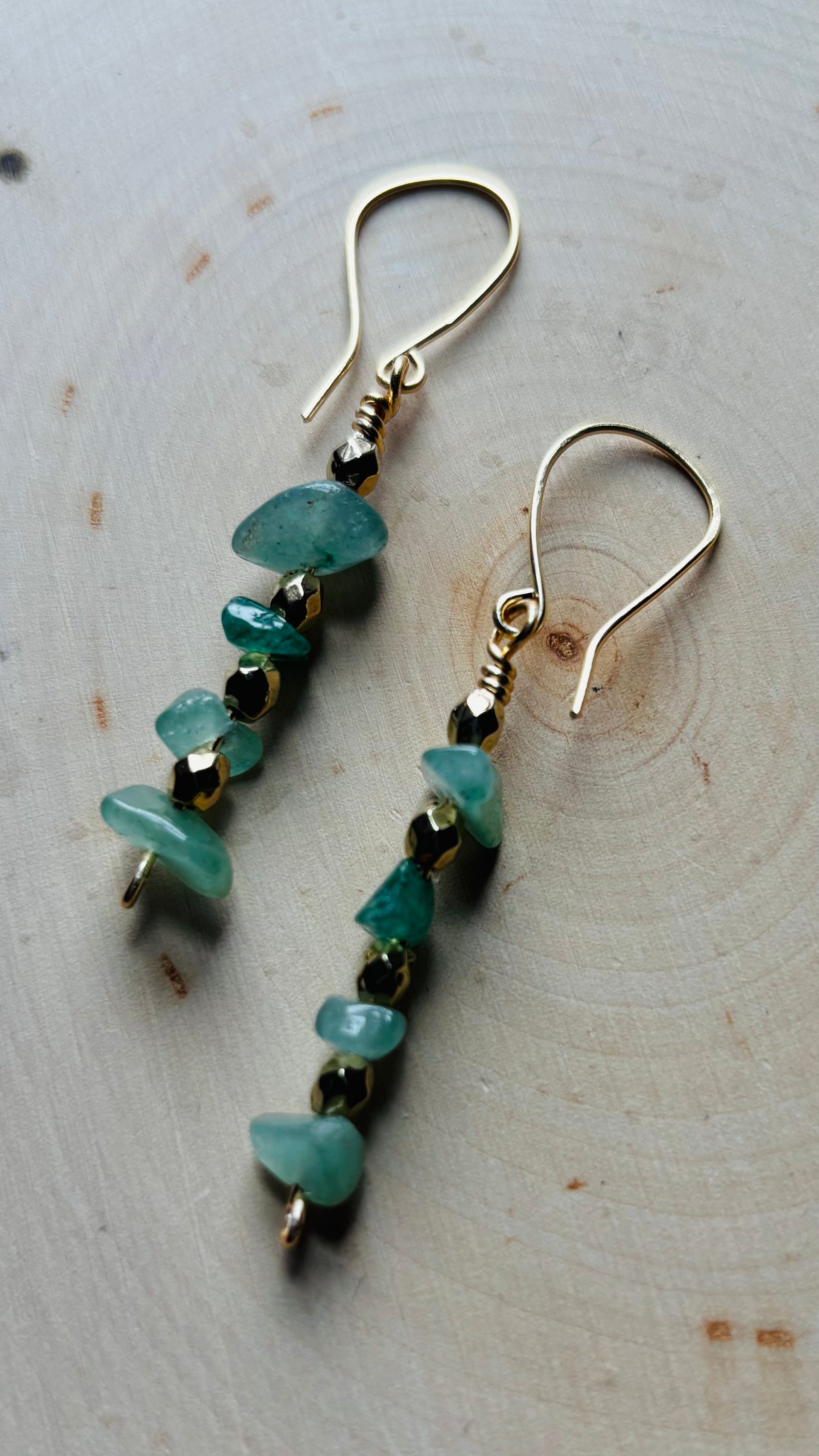 “Soft Power” Aventurine gemstone chip drop earrings