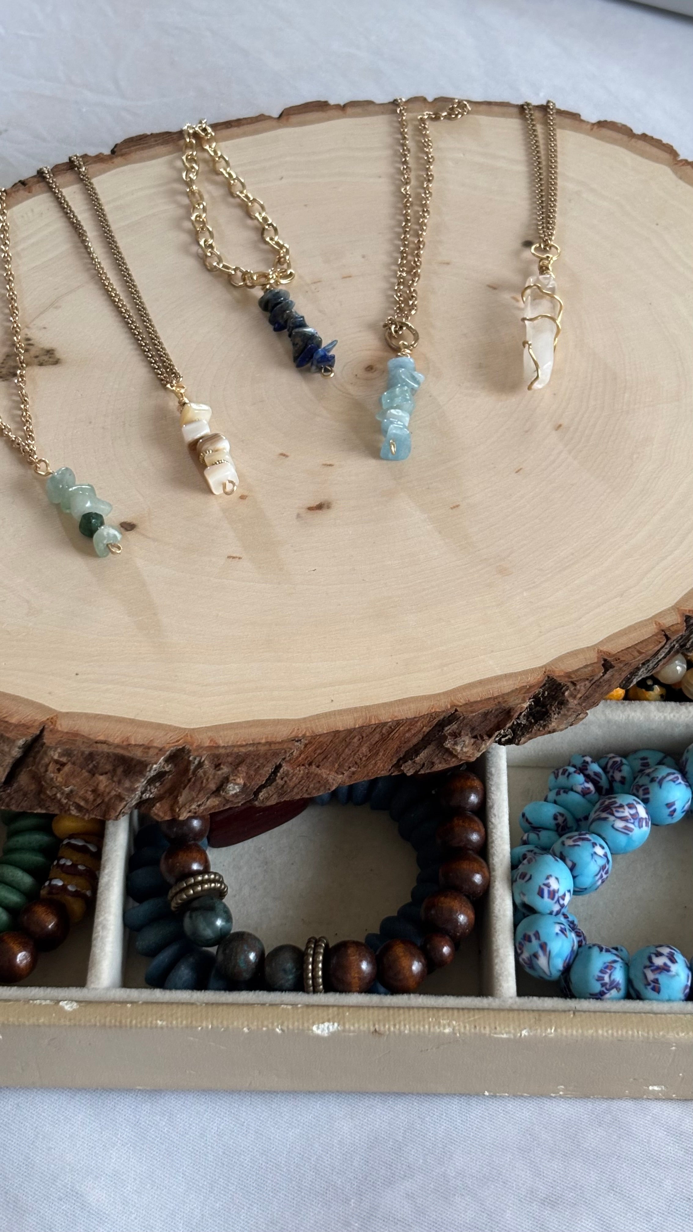 Gemstone chip necklace pendant - FREE with $50+ purchase.